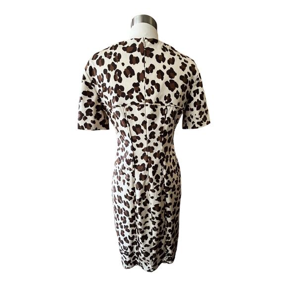 BLUEMARINE Animal Print Dress Sheath Brown Short Sleeve Italy Designer IT46 US10 - Picture 6 of 10